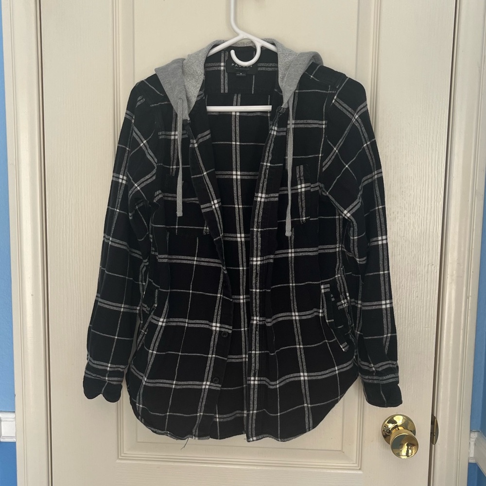 Pacsun button up flannel with hood - small